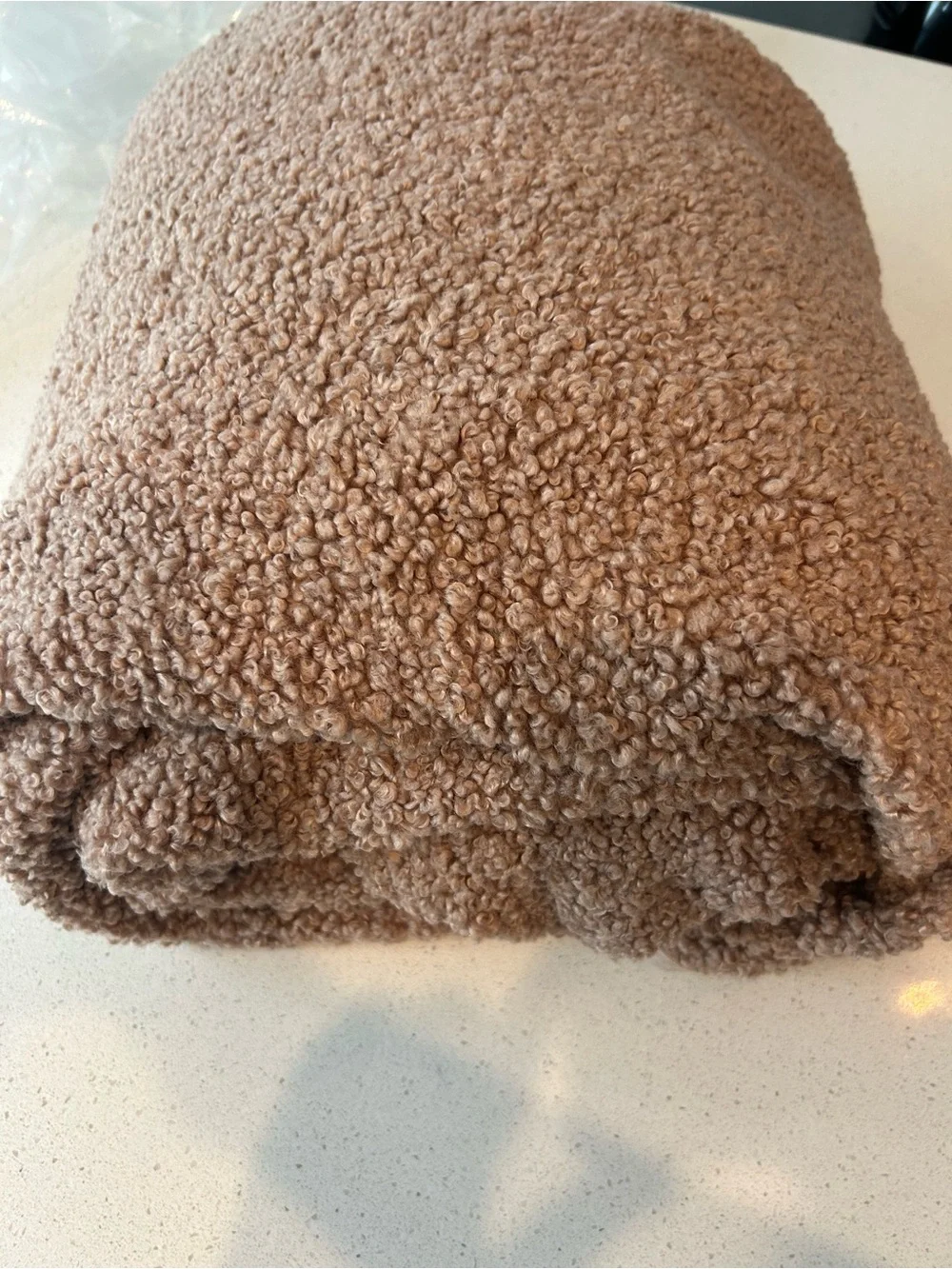 Pottery Barn Cozy Teddy Faux Fur Throw Blanket Rosebud 60” x 80” NWOT